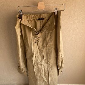 Missguided brown off the shoulder dress